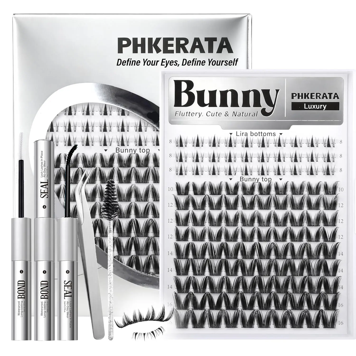 Rabbit Fur Eyelash Extension Set, Eyelash Clusters Kit, Cartoon Lower Lashes, Elf Cluster, Fluffy Cluster Lashes, Self-Assembly Individual Lashes, Includes Adhesive and Tweezers, Diy Eyelash Extensions