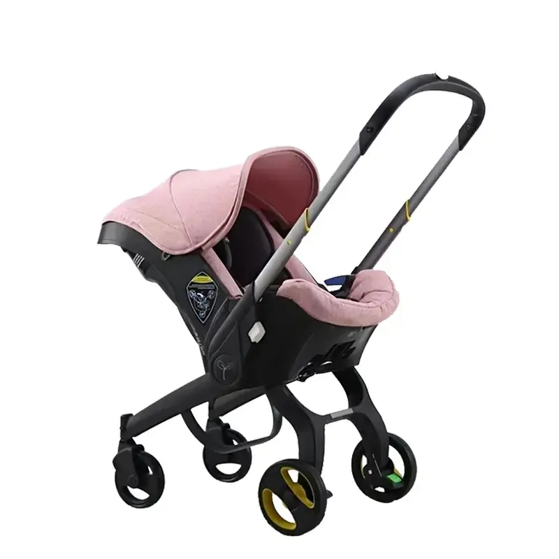 4 in 1 Baby Stroller with Infant Car Seat Travel System Foldable Lightweight Newborn Pushchair Without Latch Base