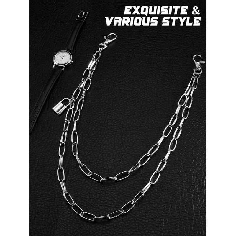 6 Pieces Chain Belt Jeans Pants Chain Pocket Waist Chain Multi-Layer Hip Hop Metal Wallet Chain for Men Women