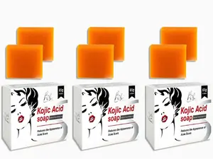 Blusheva Beauty Kojic Acid Soap Bundle 3 Boxes 6 Bars Total 65g Each Gentle Face & Body Cleansing Bars for Mild Cleansing