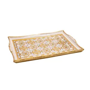 White Gold Decorative Serving Tray