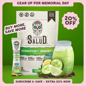 Salud 2-in-1 [Hydration + Immunity - Cucumber Lime] Electrolytes Powder, Agua Fresca Drink Mix, Elderberry, Dairy & Soy Free, Non-GMO, Gluten Free, Vegan, Low Calorie, 1g Sugar (15 Servings)