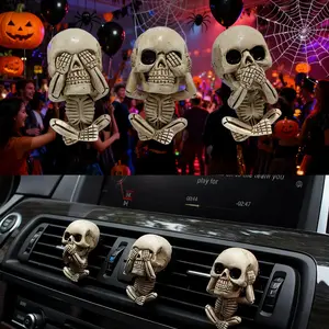 Skull Decor Car Air Freshener Vent Clip Goth Truck Interior Accessories for Men Women Teens Resin Material Durable Aromatherapy Halloween Dashboard Decorations Funny Christmas Gifts for Dad Mom Car Interior Decoration