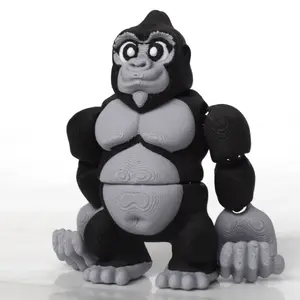 3D Printed Gorilla Statue, Multi-Jointed Arms and Legs, Expressive Eyes, Collectible Animal Figurine, Home Office Decor, Ideal Gift