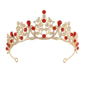 Red Gem Princess Tiara - Fashion Hair Accessory for Birthday, Wedding