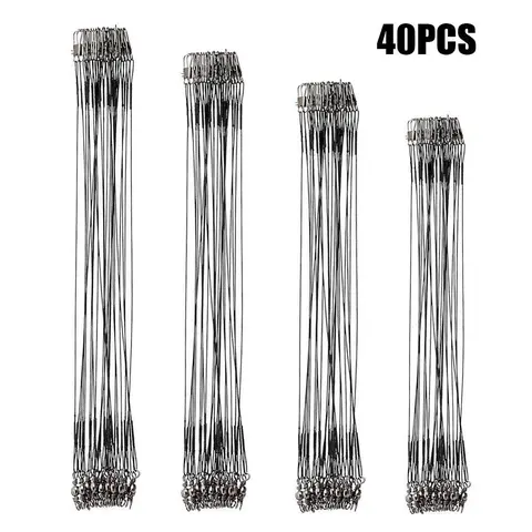 Fishing Tackle Leaders, 40pcs/set Stainless Steel Fishing Leader, Line Wire with Swivel Buckles for Saltwater & Freshwater Connecting Fishing Tackle Lure or Hook, Swivels for Fishing, Fishing Equipment, Fishing Gear Supplies, Fishing Accessories