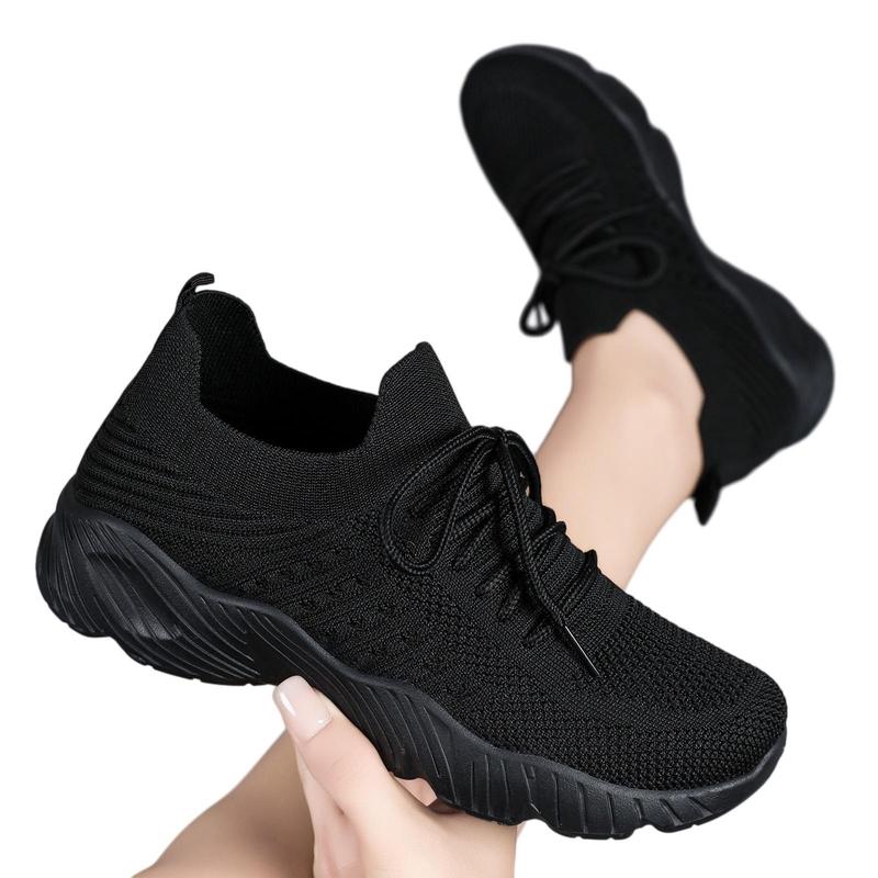 Women's Wide Toe Box Mesh Walking Shoes - 2026 Lightweight Breathable Lace-Up Thick Sole Retro Casual Athletic Trainers, Fall Shoes for Work Travel, All-Day Comfort, Mesh/Knit