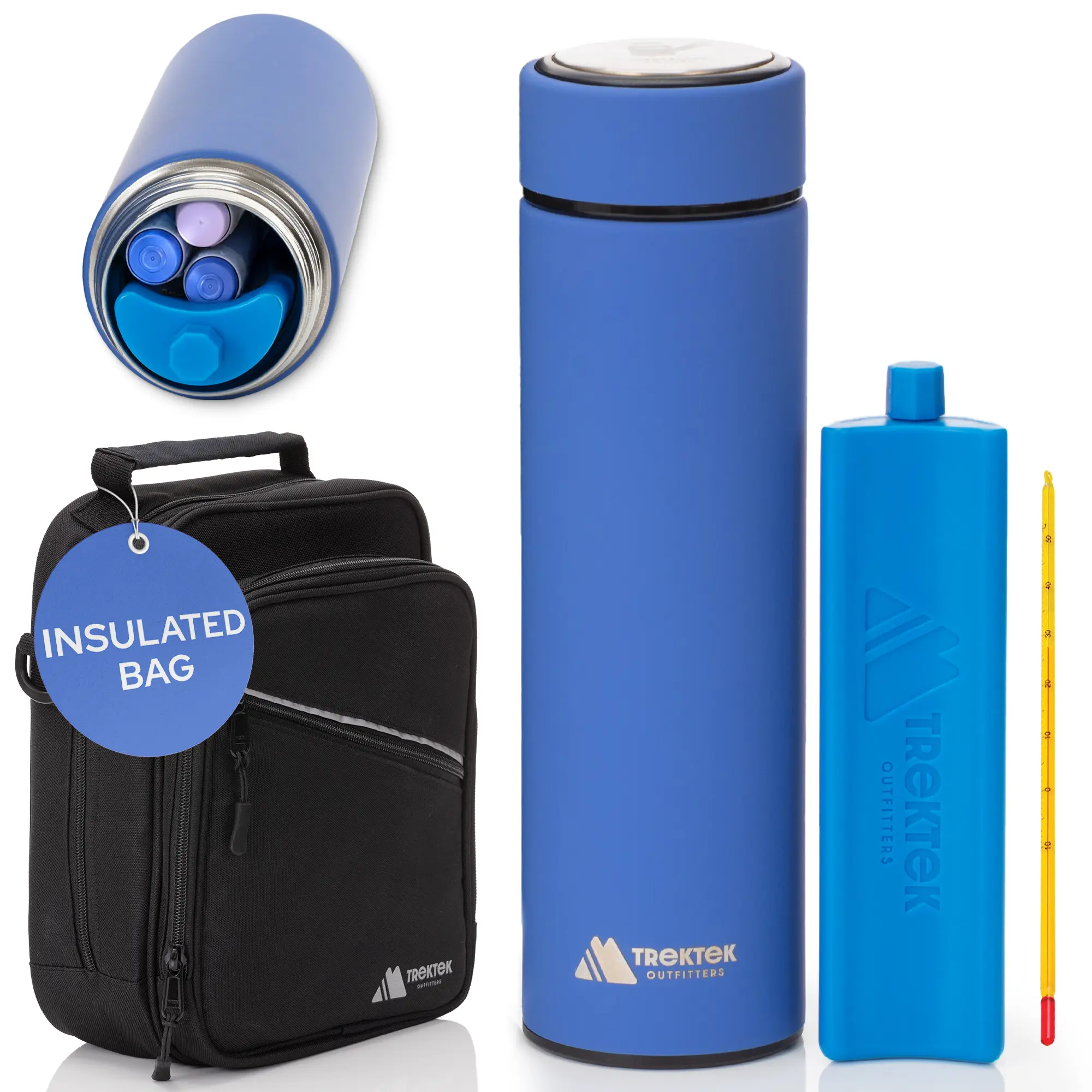 TrekTrek Insulin Cooler Travel Case - Insulated Insulin Travel Case TSA  Approved with Ice Packs Carry Bag & Thermometer for Diabetes Medicine