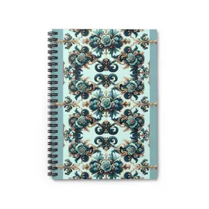 Aqua Blue Rococo Spiral Notebook - Ruled Line Material: 100% paper - 118 ruled line pages (59 sheets)