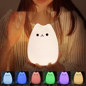 Cute Little Animal Nightlight Soft Patting Light Mode Bedroom Nightstand LED Seven-Color Light USB Built-In Battery Portable Tpye-C
