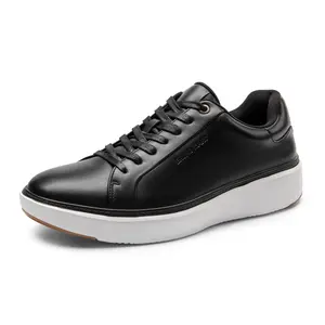 Bruno Marc Men's Fashion Sneakers - Black Leather with White Sole, Stylish Design, Comfortable Fit Bruno Marc Men's Fashion Sneakers - Black Leather with White Sole, Stylish Design, Comfortable Fit
