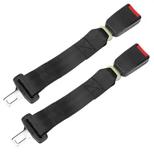 Fresh Fab Finds FFF-GPCT1281 Car Seat Belt Extender 14.37 in. Buckle Tongue Webbing Extension Safety Belt, Black - 2 Piece