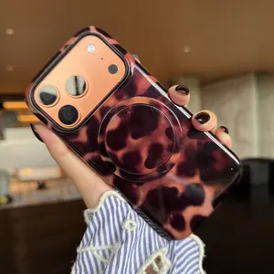 Aivona Fpr iPhone 17 16 15 14 13 Magnetic Phone case Brown Leopard Protective Cover 16 Plus Phone Case [Applicable to Magsafe] Cheetah Case For Women