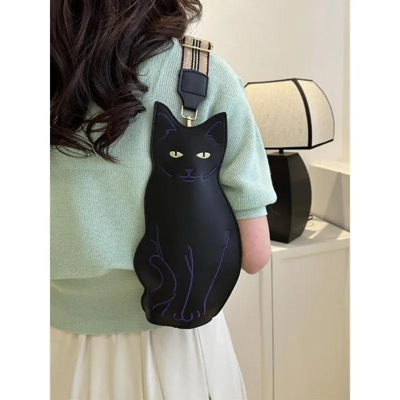 Women's PU Leather Bum Bag, Cute Cat Design Lightweight Waist Bag, Casual Sling Pack with Zipper for Sports & Travel, Waist Pouch, Animal Shaped Bags