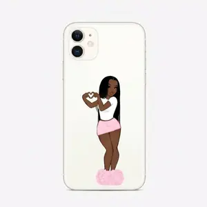 Adorable Black Girl Theme Transparent Phone Case, Compatible with iPhone 16, 11, 15, 14, 13 and 12 Pro Max Plus, Perfect as a Birthday Gift for Girls and Teens, with a Fashionable Design