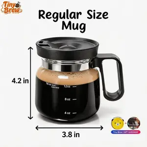 Mini covered coffee cup, Travel Coffee Cup, 16 oz glass creative cup, the first choice for coffee lovers, comes with a complimentary coaster, ergonomic handle design, perfect Mother's Day gift, a small surprise for your loved one, Mug