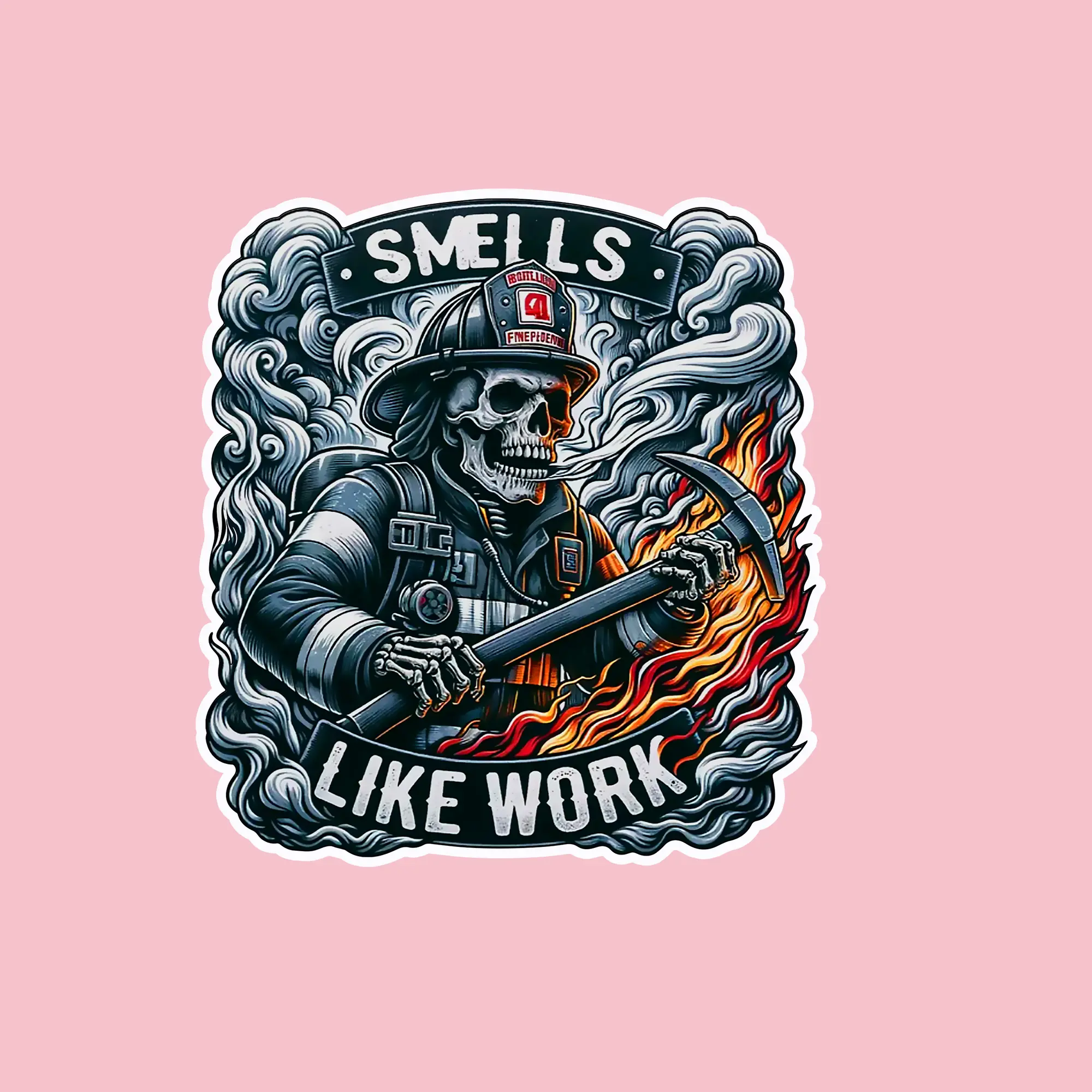 Skeleton Firefighter Sticker - Vinyl Sticker for Hard Hat and Water Bottles