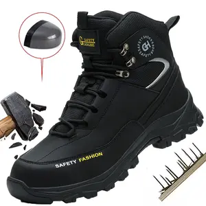 Advanced Color Scheme Waterproof Safety Boots Men Indestructible Steel Toe Work Boots Anti-smash Stab-resistant Safety Shoes work hiking boots sneakers Construction Work Shoes Roofing Shoes