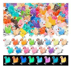 42Pcs Sprouts Rave, Cute Rave Trinkets Mini Glow Resin Duck Clips for Hair, Festival Accessories for Girls Party Supplies