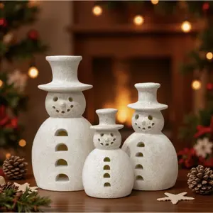 New Hot-Selling Terracotta Snowman Vintage Resin Snowman Christmas Decoration Tabletop Christmas Snowman Ornament Room Decor Ornament