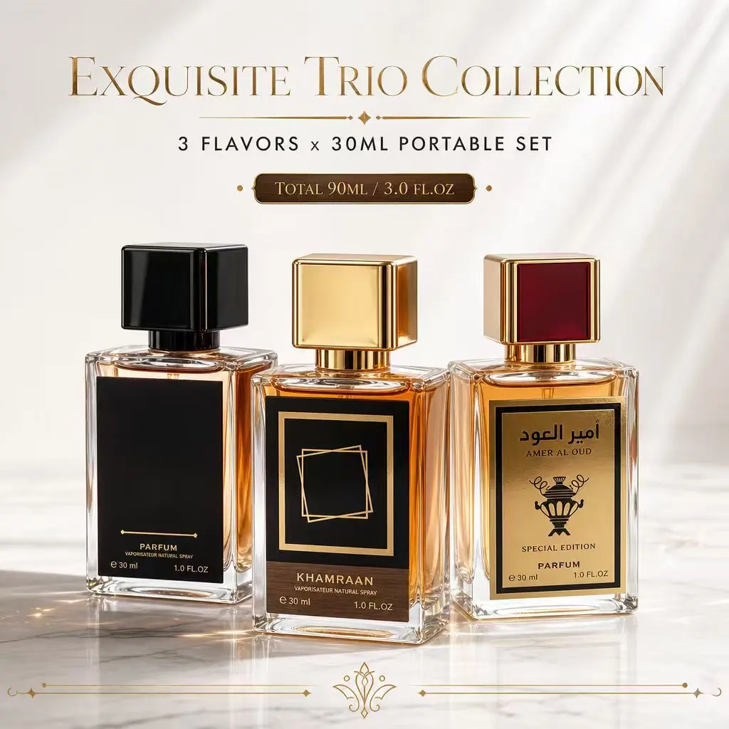 3‑Pack Arabian Oud Eau de Parfum Set, 3×30ml Unisex Woody Oriental Amber Long‑Lasting Perfume Collection