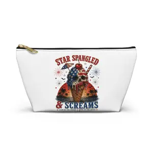 Accessory Pouch — "Star Spangled & Screams" Patriotic Skull Ice Cream Makeup Bag