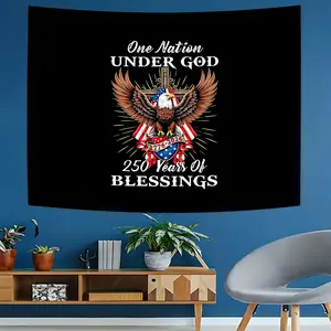 250th Anniversary 1776-2026 American Eagle Tapestry, One Nation Under God Wall Hanging, Casual Knit Design, Model 114514