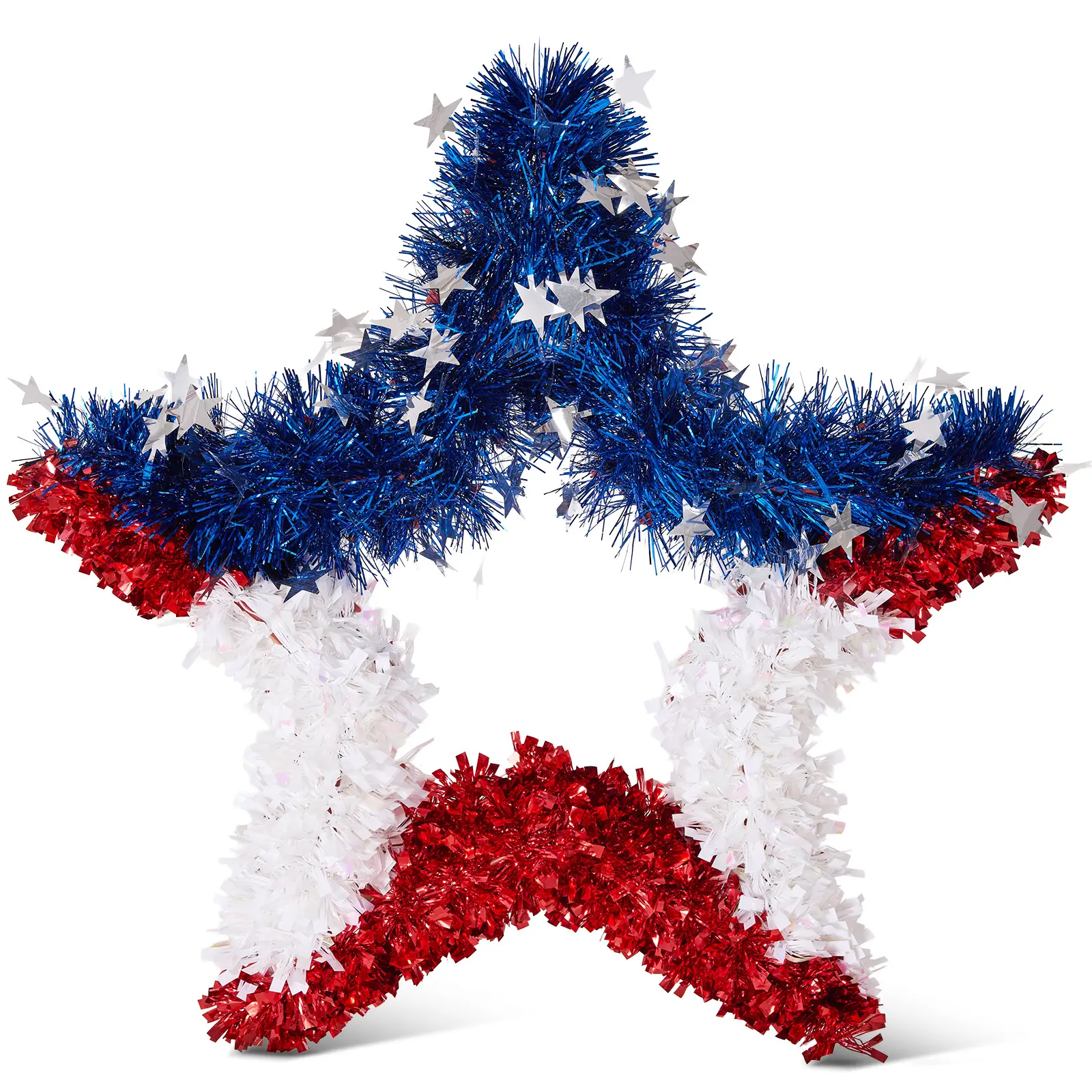 VeriNatural Patriotic Star Wreath for Front Door, Rustic Summer Porch Decor, Farmhouse Hanging Wreath for Independence Day & Year-Round Home Decoration