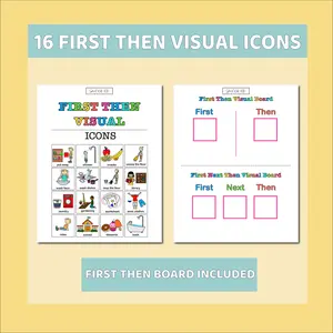 Printable Pink First Then Board + 16 Icons for Kids | First Then for Autism | Behavioral Therapy | ABA | ADHD | Bonus Visual Schedule Icons!