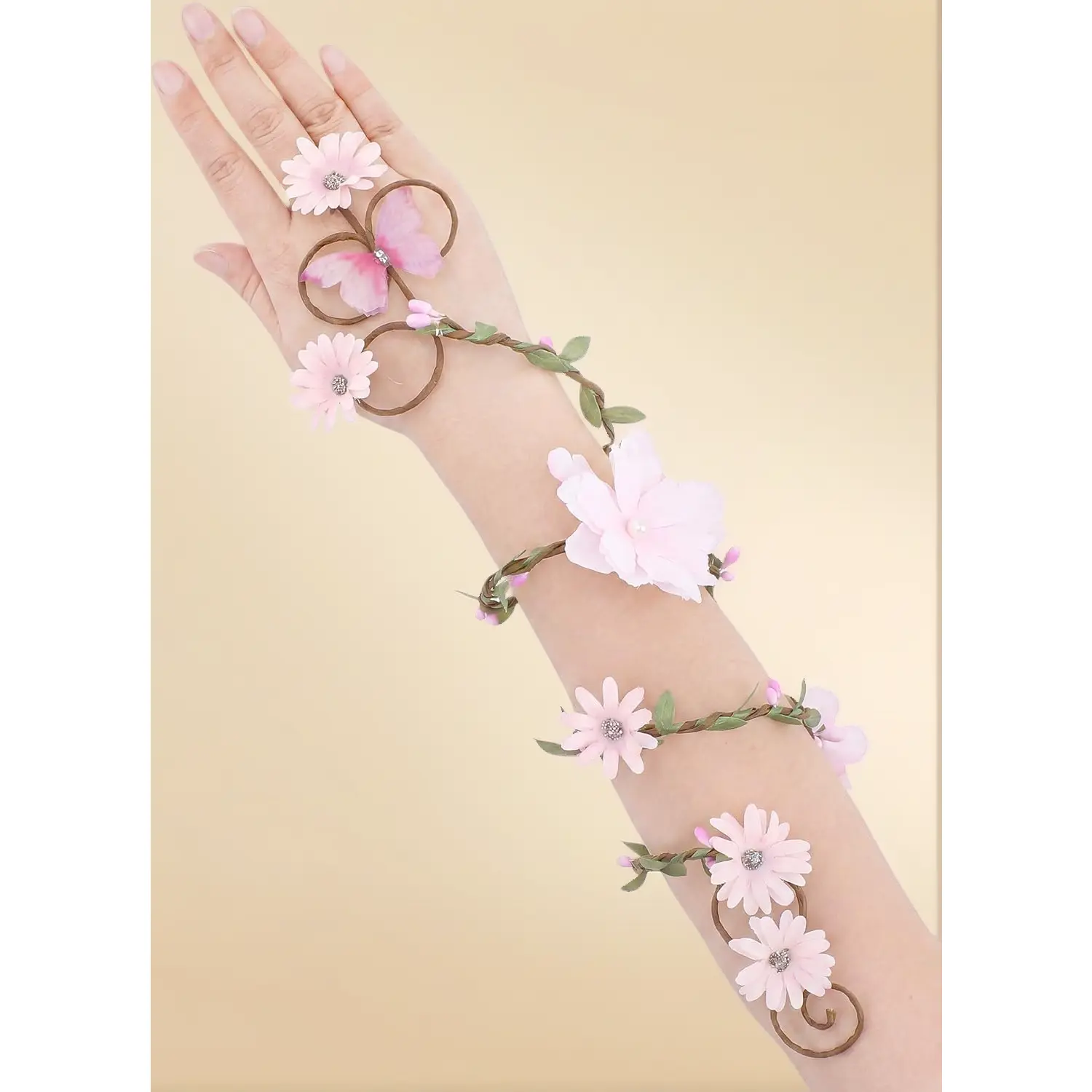 Flower Arm Wrap, 1-Piece Fairy Flowers Cosplay Wear for Women - Renaissance Costume, Halloween Ren Faire Medieval Outfits Elven Accessories, One-Piece