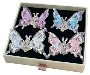 4Pcs Flying  Decor, Pink & Purple Moving  Wall Stickers, Car Accessories & Room Decor for Girls Bedroom Butterfly