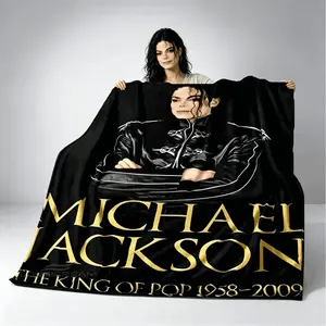 Blankets Michael Jackson Retro Print Flannel Blanket Kids Blanket Adult Blanket Soft Elastic Breathable Warm Throw For Bed Sofa Picnic Travel Birthday Gift