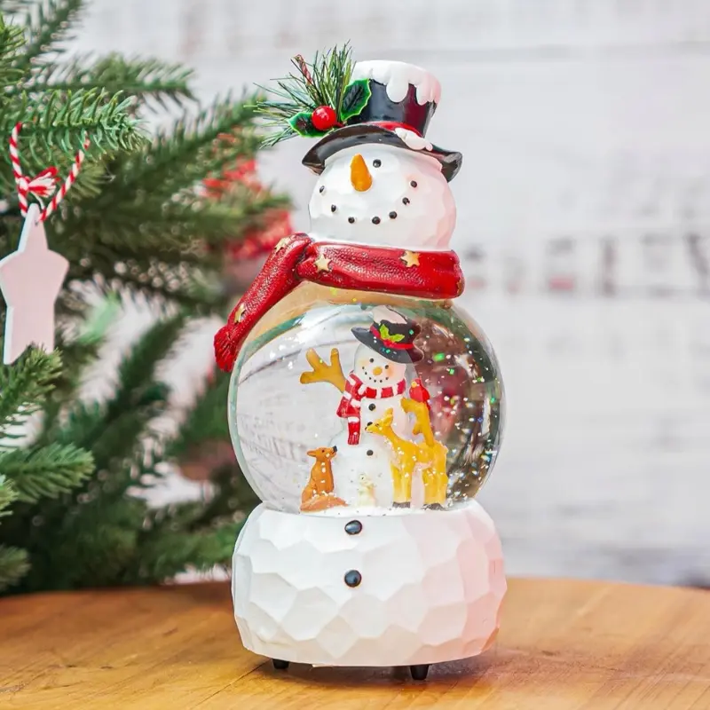 Snowman Snow globe & Deer Snow Globe, Crystal Glitter Musical Glass Water Ball Holiday Decor for Home & Office, Xmas Home Indoor Decoration Holiday Gifts