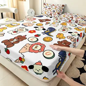 3pcs Cartoon Animal Print Bed Sheet Set, Includes 1 Duvet Cover and 2 Pillowcases, Deep Pocket Design, Soft Comfortable Home Linen