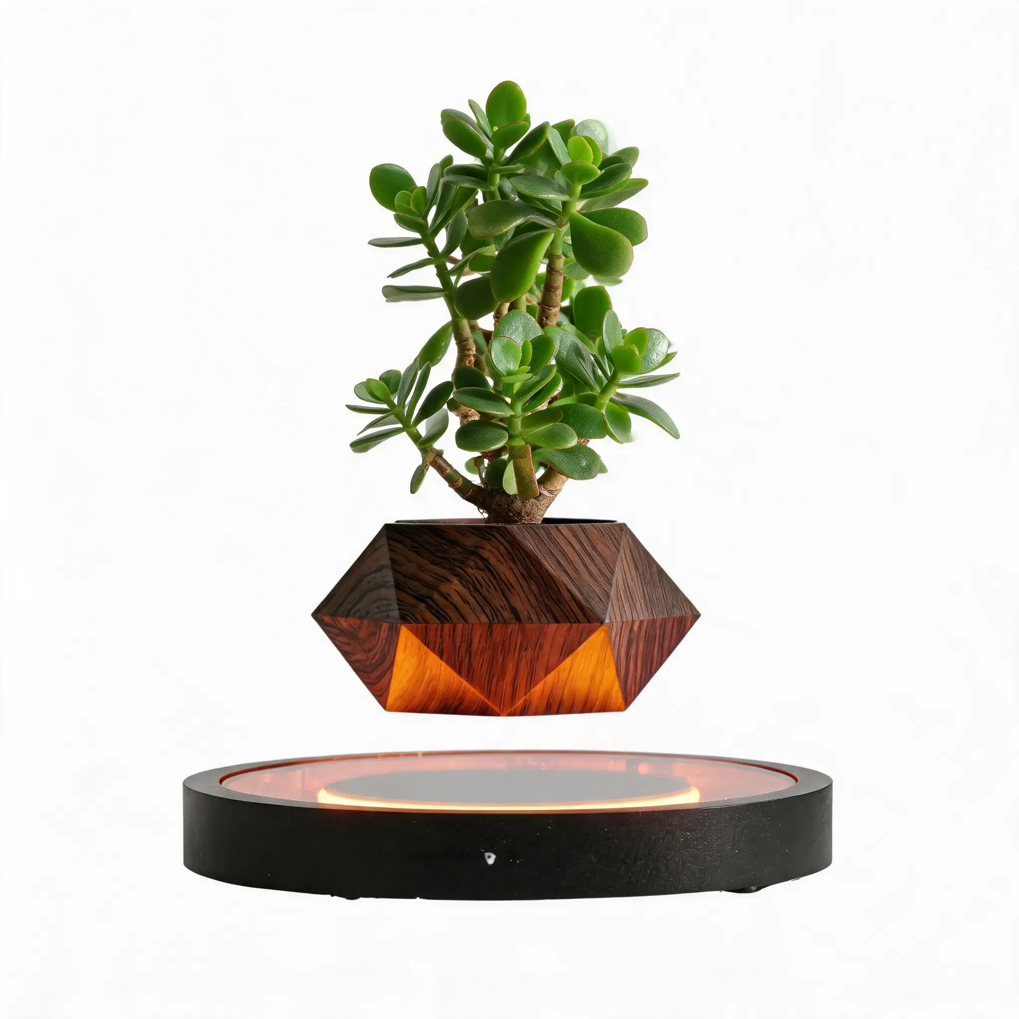 Magnetic Levitating Flower Pot & Planter - 360-Degree Auto Rotation, Modern LED Lights Home Office Decoration, Home Improvement Lighting Accessory