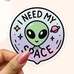 Kawaii Alien Sticker Holographic Galaxy Vinyl Decal