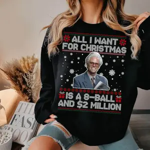 Baby Billy All I Want For Christmas Is A 8-Ball And 2 Million Sweatshirt, Funny Holiday Crewneck, Festive Xmas Pullover, Unisex Oversized Retro Graphic Gift For Fans