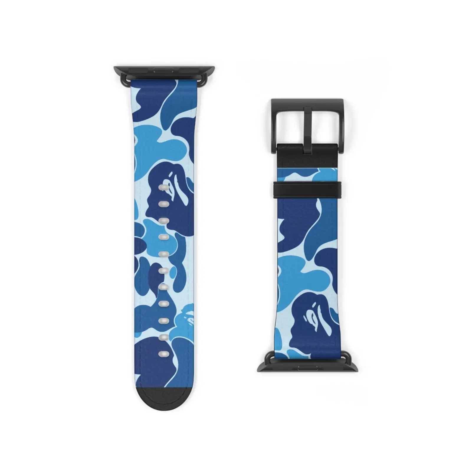 Blue Camo Apple Watch Band, Blue Camouflage Watch Strap 38mm - 45mm, Hypebeast Streetwear Style, Adjustable Sport Band for Apple Watch Series 1–9, SE & Ultra