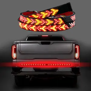 Fishbone Shaped LED Tailgate Light Bar 60-Inch LED Strobe Light for Truck Pickup SUV RV Vehicles with Brake Running Sequential Turn Signal Strip
