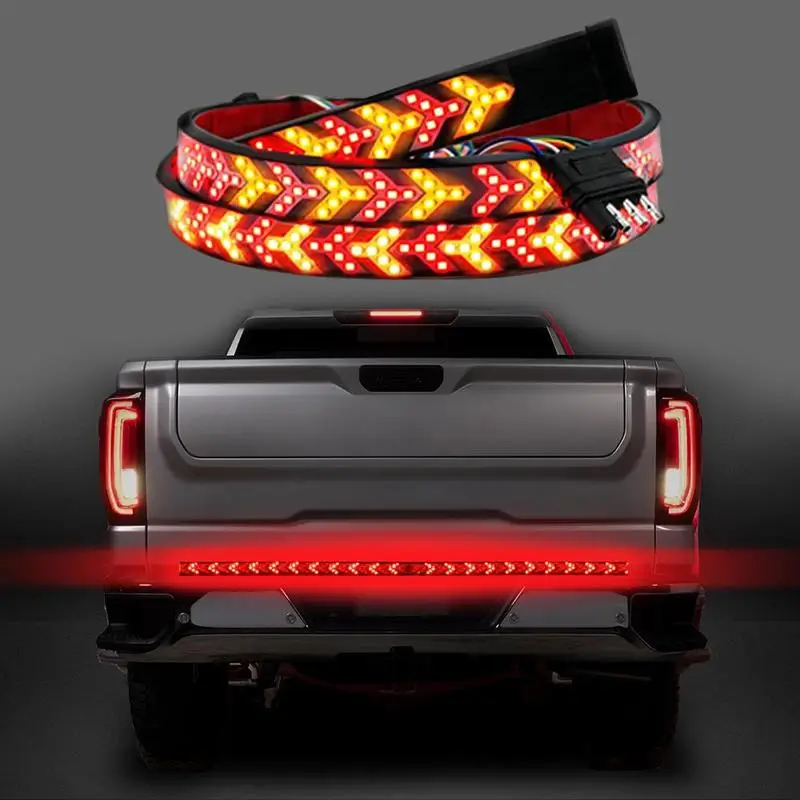 Fishbone Shaped LED Tailgate Light Bar 60-Inch LED Strobe Light for Truck Pickup SUV RV Vehicles with Brake Running Sequential Turn Signal Strip