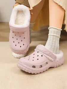 Women's Winter Warm Eva Slippers, Lightweight Non-Slip Indoor Shoes, Casual Plain Design, Less Than Ankle Height, Fall & Winter Footwear