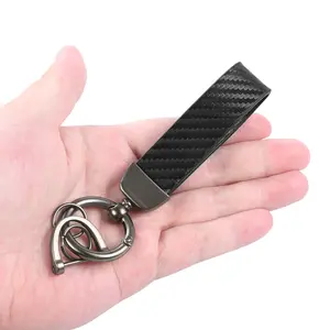 1pc Carbon Fibre Car Keychain with Anti-Lost D-Ring Durable Keyring Accessory for Car Keys and Wallets, Lightweight and Stylish Key Holder