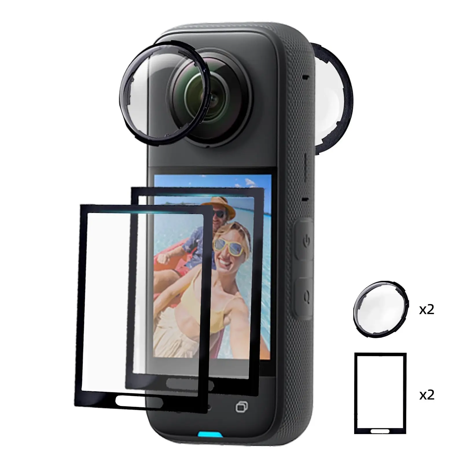 Insta360 X4 Protective Mirror Cover + Screen Tempered Glass Set, Anti-Scratch Lens Protector Accessories, Shadow Stone X4 Camera Accessory, Photography Camera Accessories