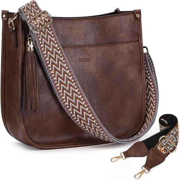 Crossbody Bag Purse for Women 2PCS/Set Leather Hobo Handbag Wallet Set With 2Adjustable Guitar Strap Shoulder Bag | Purse