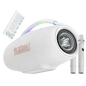 YEAHBOX Sonic Boom Ultra K Portable Bluetooth Party Karaoke Speaker with Dual Wireless Microphones & Mixer, 320W Rated / 500W Peak, True 3-Way 5-Driver System, 6×9 Racetrack Woofer