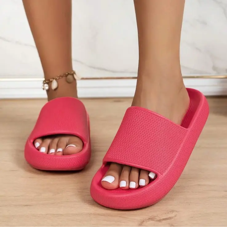 Women's Simple Summer 2024 Solid Color Soft Non-slip Slides, Casual Comfortable Thick Sole Home Slippers, Lightweight & Breathable Slides for indoor &