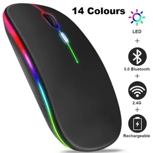 RGB Bluetooth Wireless Mouse Rechargeable Ergonomic USB for PC Laptop iPad
