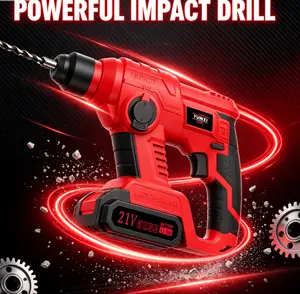 21V Cordless Lithium Impact Hammer Drill, Heavy Duty Wireless Rotary Hammer Drill Kit, Lightweight Electric Hammer for Masonry, Concrete & Home Renovation