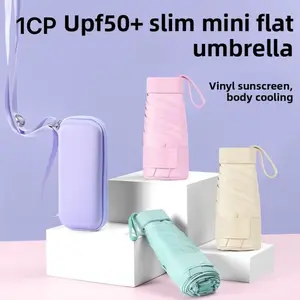 Flat Five-Fold Card Case Umbrella Automatic Folding Umbrella, 1 Piece Portable Umbrella Strap, Windproof and Waterproof Umbrella Suitable for Both Men and Women, Space-Saving Hidden Style