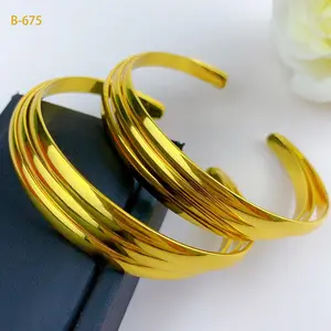 Luxury Dubai 24k Gold Plated Cuff Bracelet Bangles For Women Bridal Arabic Charm Nigerian Wedding Gift African Jewelry Party